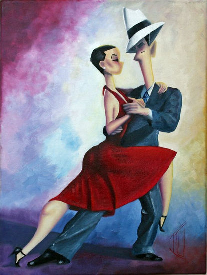 una pareja bailando tango Oil Canvas Figure Painting