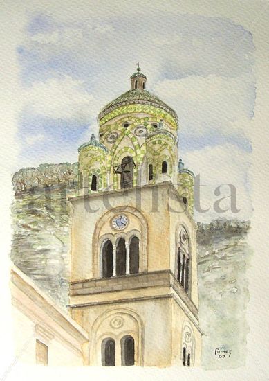 Duomo di Amalfi Acuarela Papel Paisaje