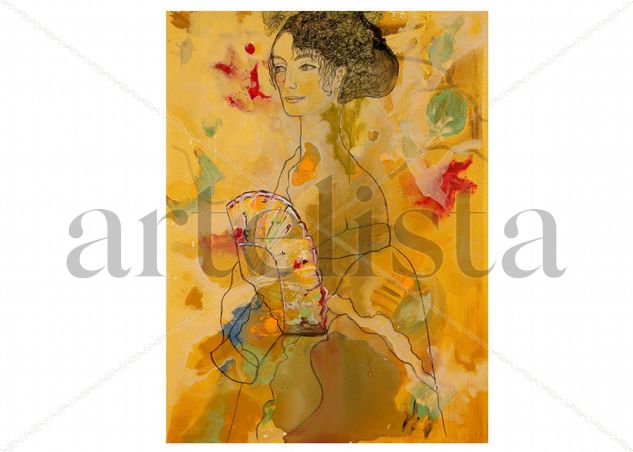 RECORDANDO A KLIMT Media Mixta Lienzo Figura