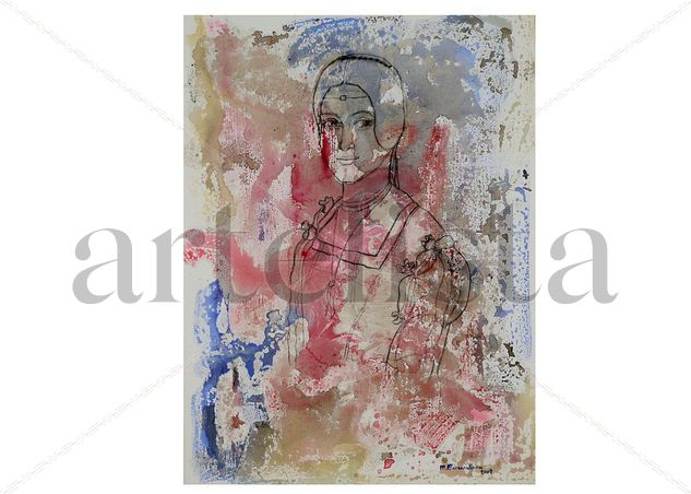 RECORDANDO A LEONARDO Mixed media Canvas Figure Painting