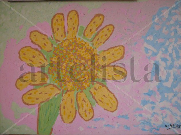 girasol 1 Mixed media Canvas Floral Painting