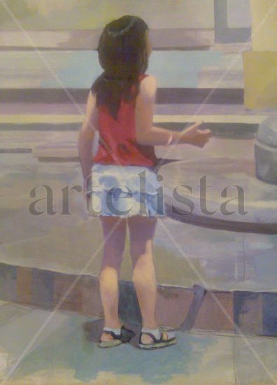 niña mirando... Acrylic Panel Figure Painting