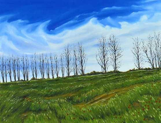 Camino de chopos Oil Canvas Landscaping