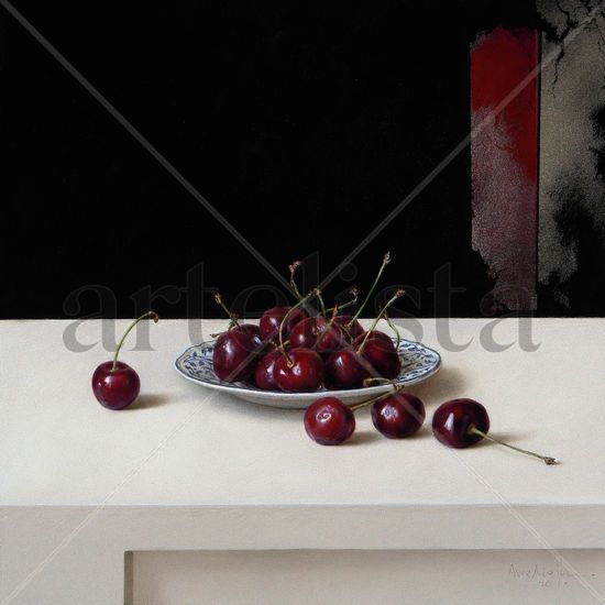 Cerezas Pastel Paper Still Life Paintings