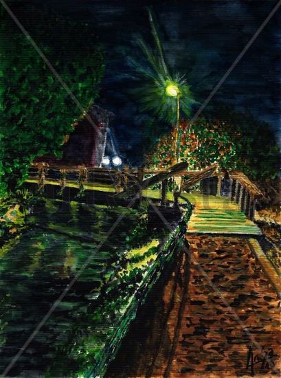 Rio SIlvan(Nocturno-Puebla de Lillo) Watercolour Paper Landscaping