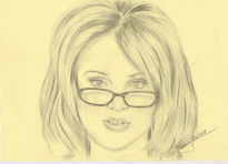 Dibujo mujer con gafas