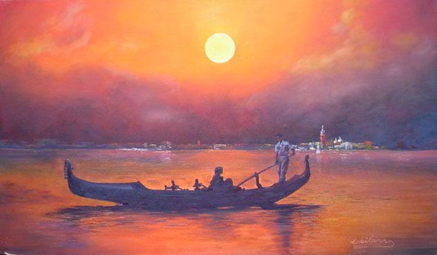 Luna en Venecia Oil Canvas