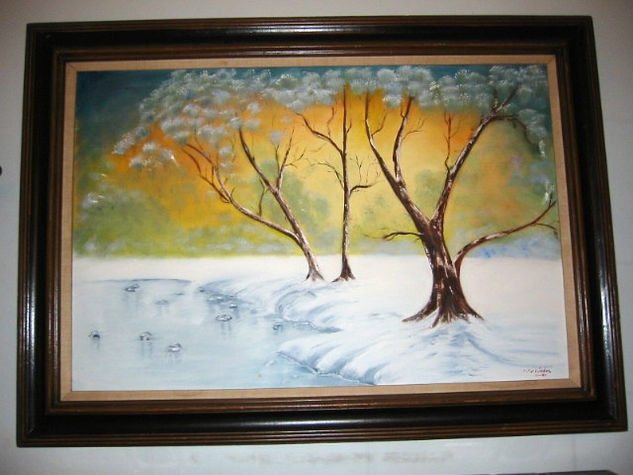 En el lago helado Oil Canvas Landscaping