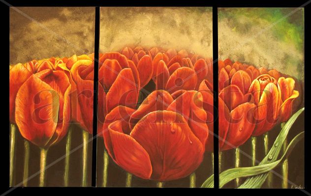 Tulipanes con dorado