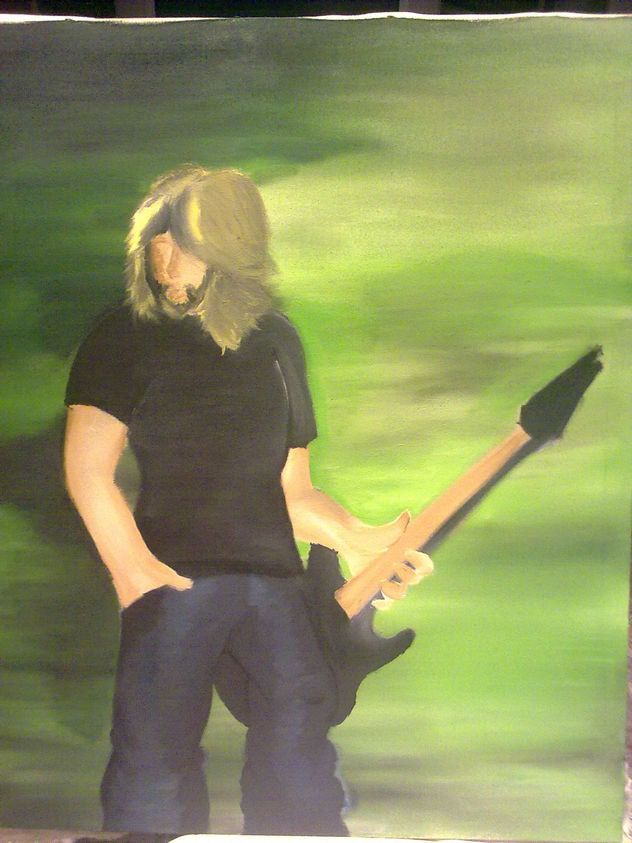 Guitarrista en tarrista, acrilico, lienzo, andy timmonsverde