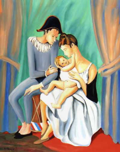 Arlequin con familia Oil Canvas Landscaping