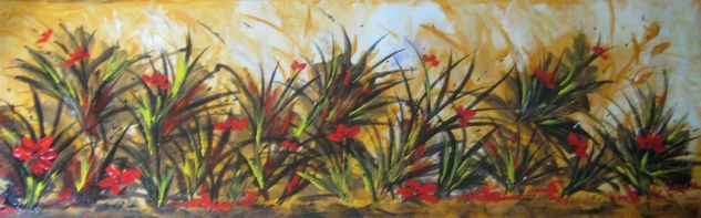 Flores rojas Acrylic Canvas Others