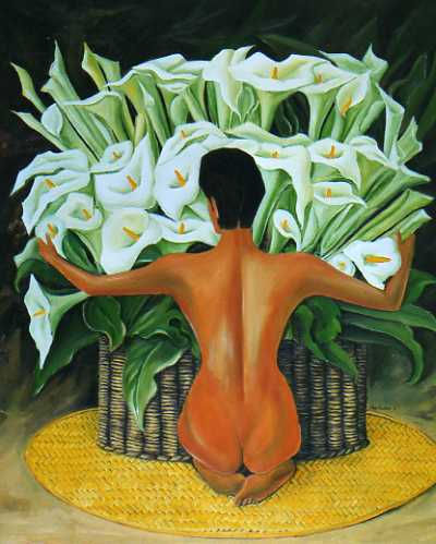 Desnudo con alcatraces Oil Canvas Landscaping