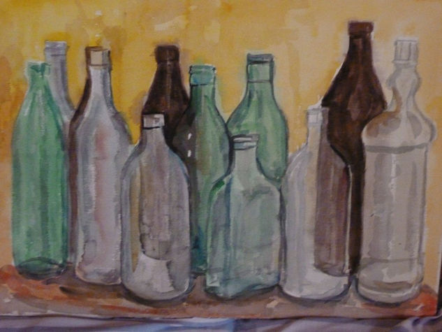 botellas Watercolour Paper Still Life Paintings