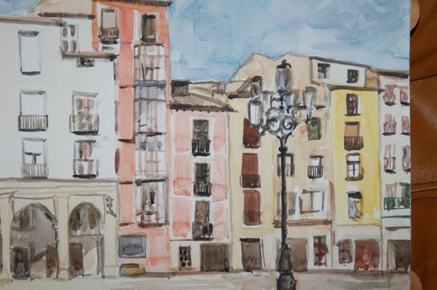 plaza del mercado Acuarela Papel Paisaje