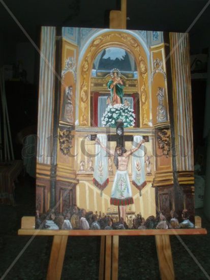 Cristo del Sahuco en el interior de la catedral Oil Canvas Figure Painting