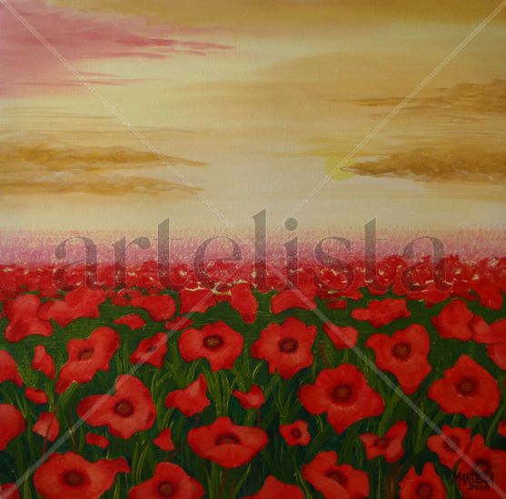 champ de coquelicots Oil Canvas Floral Painting