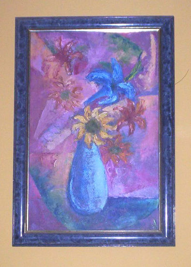 jarrón con flores Oil