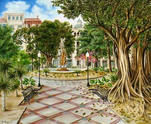 Plaza de Gabriel Miro Óleo Lienzo Paisaje