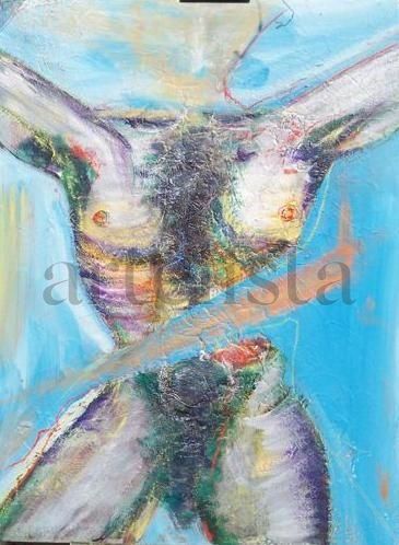 Torso Mixed media Canvas Figure Painting