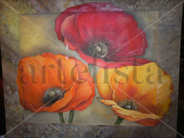 AMAPOLAS Oil Textile Floral Painting