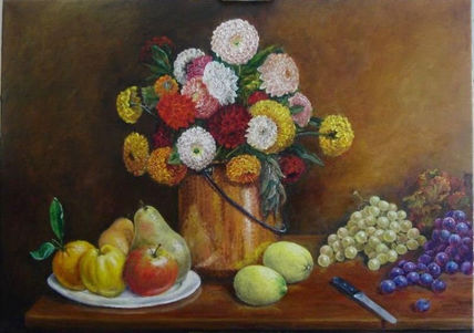 Flores, frutas y cobre