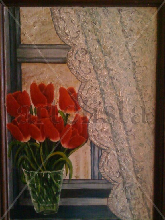 Tulipanes en el alfeizar
