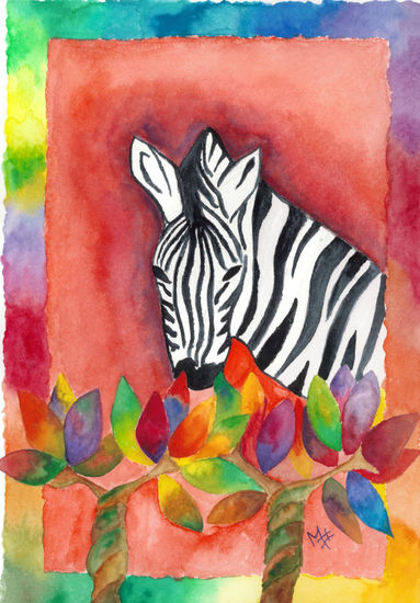 Cebra rayada Watercolour Paper Animals