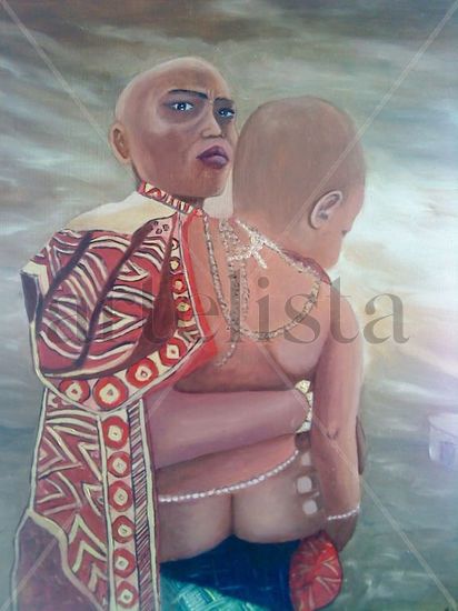 Paternidad Oil Panel Figure Painting