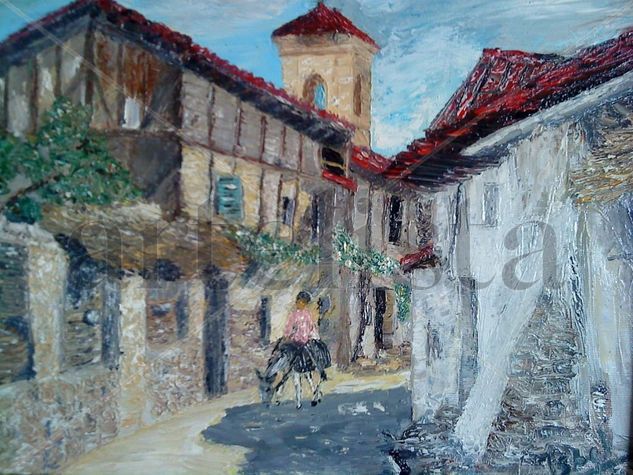 Calle de pueblo Oil Canvas Landscaping