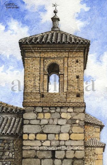 Torre de la Iglesia del Salvador.Toledo. Tinta