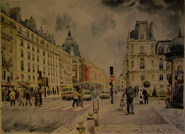 Rue Rivoli - Paris Acuarela Papel