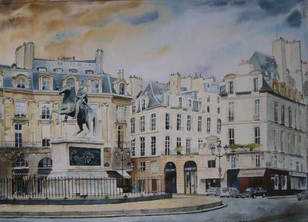 Place des victoires - Paris Acuarela Papel