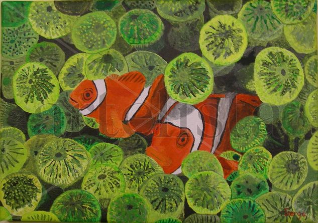 Peces Payaso Acrylic Canvas Marine Painting