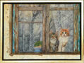 Gatos tras la ventana