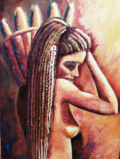 Mujer con mazorcas Oil Canvas Figure Painting