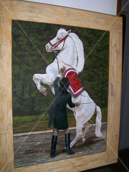 caballo lipizano Oil Panel Animals