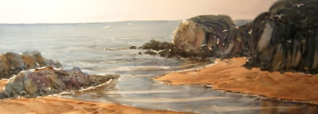 Playa de Valdoviño Watercolour Paper Marine Painting