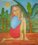 MUJER DE AZUL Y ROJO