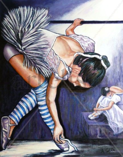 bailarina en barra Acrylic Canvas Figure Painting