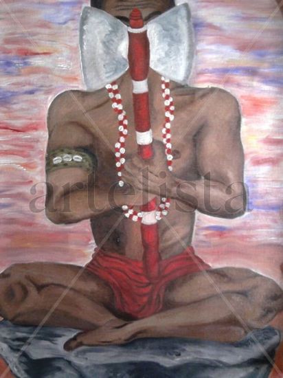 Chango Oil Textile Figure Painting