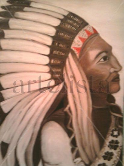 Indio de america Oil Canvas Portrait