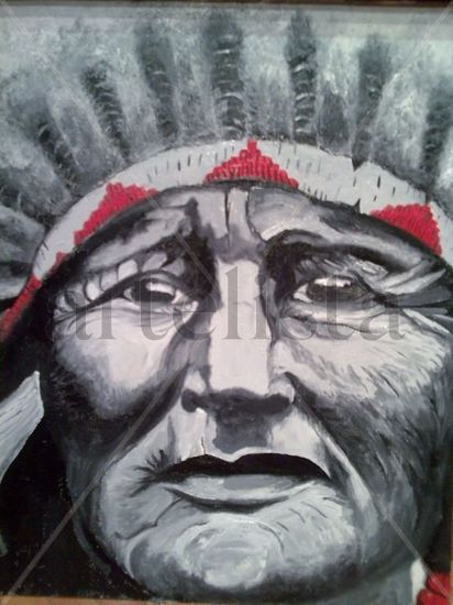 Indio de america Oil Canvas Portrait