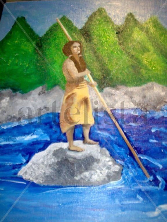 Indio  de america pescando