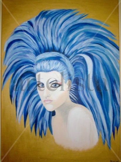 La mujer del pelo azul Oil Canvas Portrait