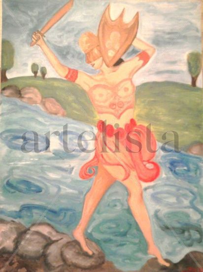 Oba Oil Textile Figure Painting