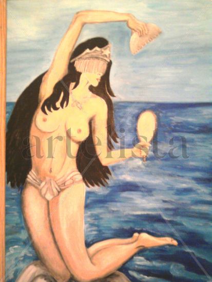 Yemaya Oil Textile Figure Painting