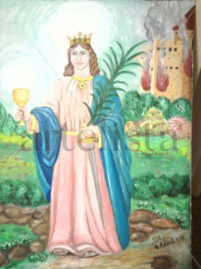 Santa Barbara bendita Oil Textile Figure Painting