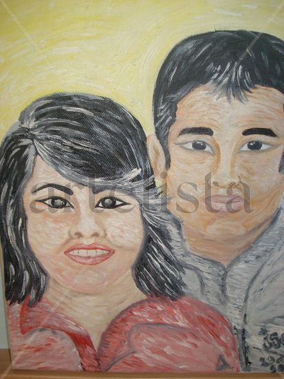 Pareja de Chinos Oil Canvas Portrait