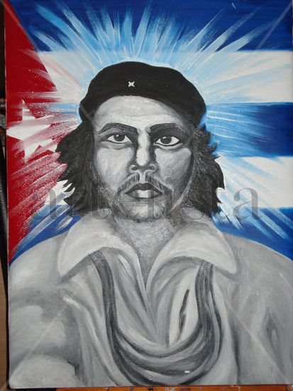 El Che Guevara Oil Textile Portrait